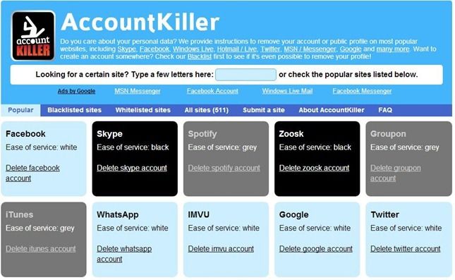 AccountKiller: Exclua sua conta de qualquer serviço online 10